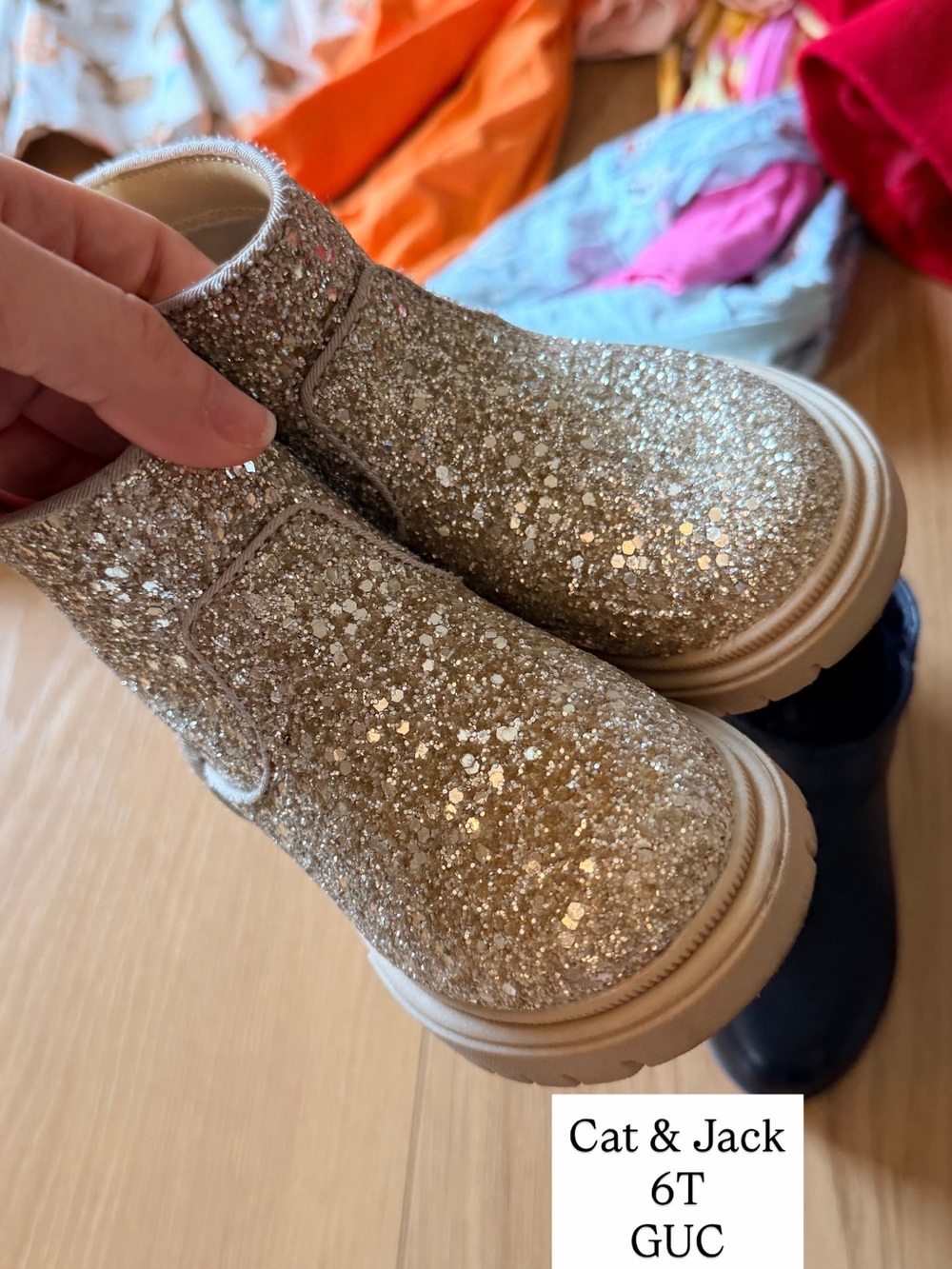 Cat & Jack Gold Glitter Slip-On Todd Boots